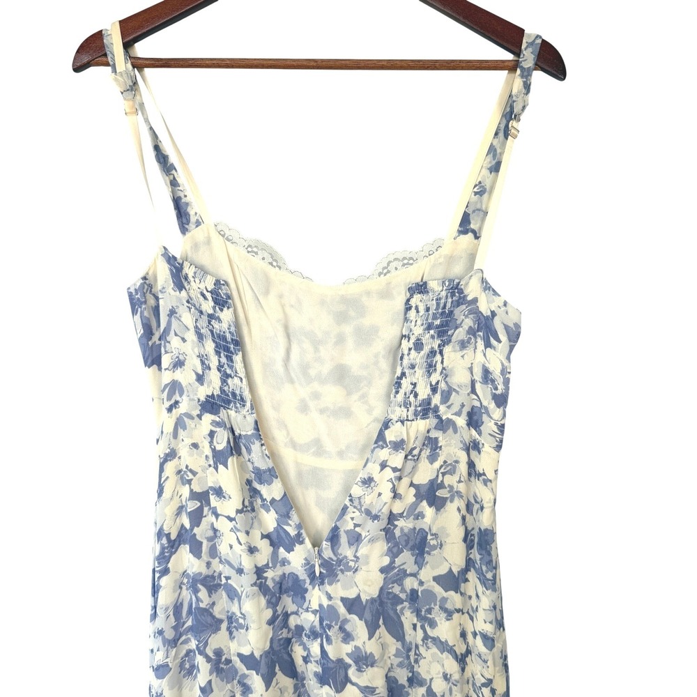 Reformation Irisa Larkspur Dress Blue Floral Ruffle Midi Dress Size 0 - Picture 8 of 10